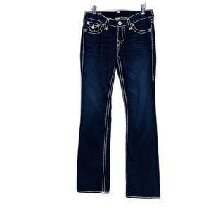 True Religion Jeans Womens 29 Becky Super T Bootcut Made USA white Thick Stitch